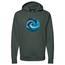 Load image into Gallery viewer, Swirl Wave Blue White Midweight Hooded Sweatshirt