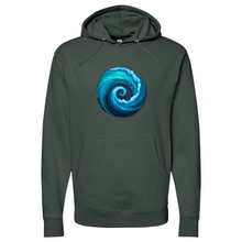 Load image into Gallery viewer, Swirl Wave Blue Midweight Hooded Sweatshirt