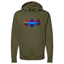 Load image into Gallery viewer, Frequency Red Orange Purple Midweight Hooded Sweatshirt