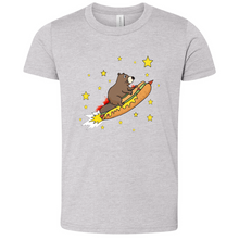 Load image into Gallery viewer, Beaver Riding a Hotdog Youth Heathered Tee