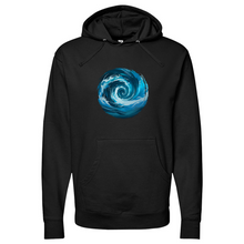 Load image into Gallery viewer, Swirl Wave Blue White Midweight Hooded Sweatshirt