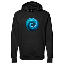 Load image into Gallery viewer, Swirl Wave Blue Midweight Hooded Sweatshirt