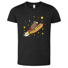 Load image into Gallery viewer, Beaver Riding a Hotdog Youth Heathered Tee