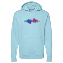 Load image into Gallery viewer, Frequency Waves Red, Blue Without Bg Midweight Hooded Sweatshirt