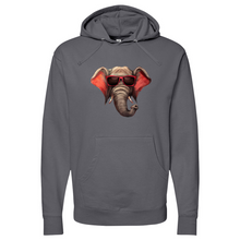 Load image into Gallery viewer, Red Glass Elephant Midweight Hooded Sweatshirt