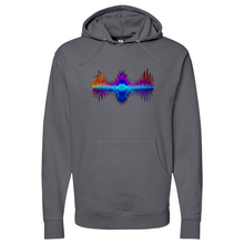 Load image into Gallery viewer, Frequency Red Orange Purple Midweight Hooded Sweatshirt
