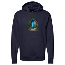 Load image into Gallery viewer, Floating in space as a porthole door Midweight Hooded Sweatshirt