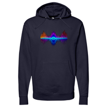 Load image into Gallery viewer, Frequency Red Orange Purple Midweight Hooded Sweatshirt