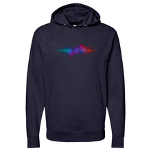 Load image into Gallery viewer, Frequency Waves Red, Blue Without Bg Midweight Hooded Sweatshirt