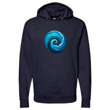 Load image into Gallery viewer, Swirl Wave Blue Midweight Hooded Sweatshirt