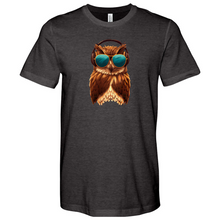 Load image into Gallery viewer, Owl With Sunglass and Headphone Heathered Tee