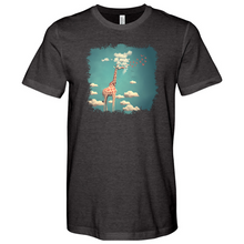 Load image into Gallery viewer, Giraffee Withe Cloud And Bird Heathered Tee