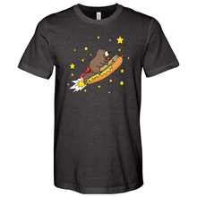 Load image into Gallery viewer, Beaver Riding a Hotdog Heathered Tee