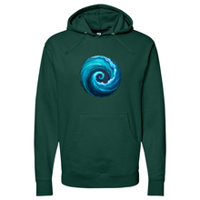 Load image into Gallery viewer, Swirl Wave Blue Midweight Hooded Sweatshirt