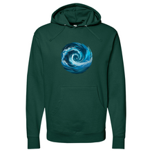 Load image into Gallery viewer, Swirl Wave Blue White Midweight Hooded Sweatshirt