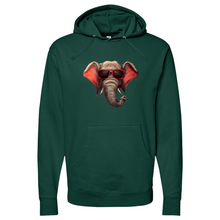 Load image into Gallery viewer, Red Glass Elephant Midweight Hooded Sweatshirt