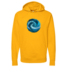 Load image into Gallery viewer, Swirl Wave Blue White Midweight Hooded Sweatshirt