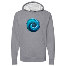 Load image into Gallery viewer, Swirl Wave Blue Midweight Hooded Sweatshirt