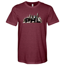 Load image into Gallery viewer, PHL Faded Skyline Heathered Tee