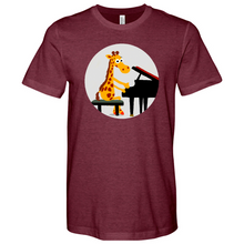 Load image into Gallery viewer, Giraffe Pianist Heathered Tee