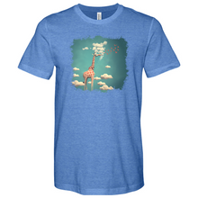Load image into Gallery viewer, Giraffee Withe Cloud And Bird Heathered Tee