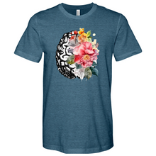 Load image into Gallery viewer, Human Brain with Flowers Heathered Tee