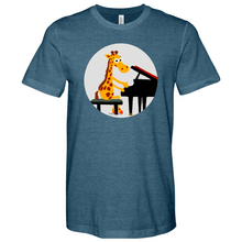 Load image into Gallery viewer, Giraffe Pianist Heathered Tee