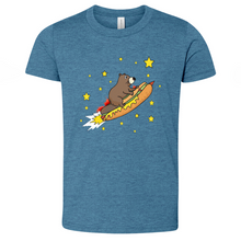 Load image into Gallery viewer, Beaver Riding a Hotdog Youth Heathered Tee