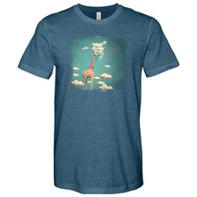 Load image into Gallery viewer, Giraffee Withe Cloud And Bird Heathered Tee