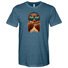 Load image into Gallery viewer, Owl With Sunglass and Headphone Heathered Tee