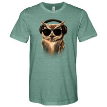 Load image into Gallery viewer, Owl in Headphones Heathered Tee