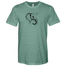 Load image into Gallery viewer, Elephant Head Side View Incorporate Decoration Heathered Tee
