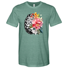 Load image into Gallery viewer, Human Brain with Flowers Heathered Tee