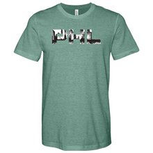 Load image into Gallery viewer, PHL Retro Skyline Heathered Tee