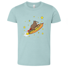 Load image into Gallery viewer, Beaver Riding a Hotdog Youth Heathered Tee