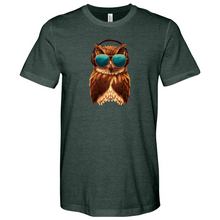 Load image into Gallery viewer, Owl With Sunglass and Headphone Heathered Tee