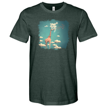 Load image into Gallery viewer, Giraffee Withe Cloud And Bird Heathered Tee