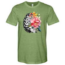 Load image into Gallery viewer, Human Brain with Flowers Heathered Tee