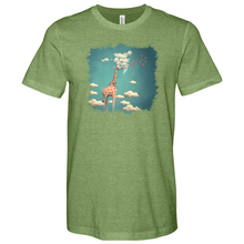 Load image into Gallery viewer, Giraffee Withe Cloud And Bird Heathered Tee