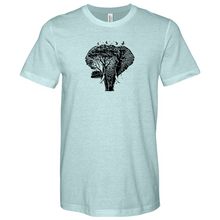 Load image into Gallery viewer, An Elephant is Surrounded by Trees and Birds Heathered Tee