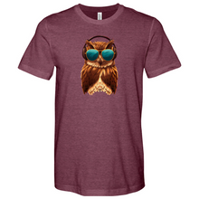 Load image into Gallery viewer, Owl With Sunglass and Headphone Heathered Tee