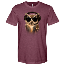 Load image into Gallery viewer, Owl in Headphones Heathered Tee