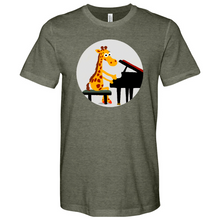 Load image into Gallery viewer, Giraffe Pianist Heathered Tee