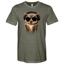 Load image into Gallery viewer, Owl in Headphones Heathered Tee