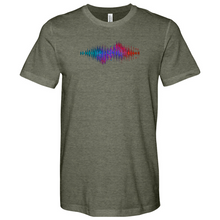 Load image into Gallery viewer, Frequency Waves Red Blue Without BG Heathered Tee