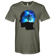 Load image into Gallery viewer, Man Head With Galaxy Tree Heathered Tee