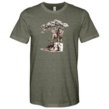 Load image into Gallery viewer, Lion Standing Under Tree Heathered Tee