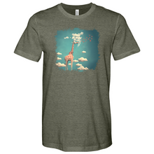 Load image into Gallery viewer, Giraffee Withe Cloud And Bird Heathered Tee