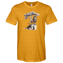 Load image into Gallery viewer, Lion Standing Under Tree Heathered Tee