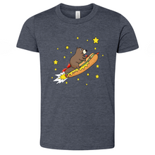Load image into Gallery viewer, Beaver Riding a Hotdog Youth Heathered Tee